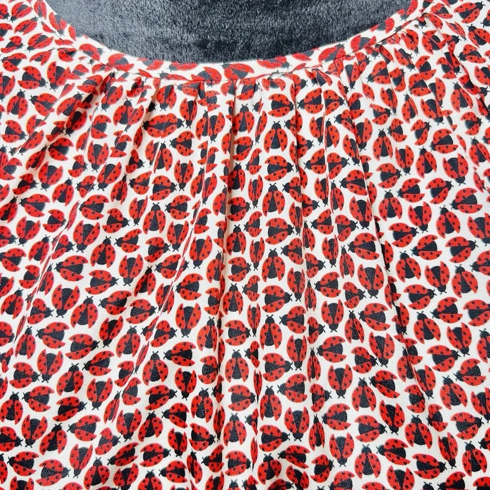 Carolina Herrera New York Ladybug Print Long Sleeve Belted Dress Sz 12 $2690 NWT - Picture 5 of 15